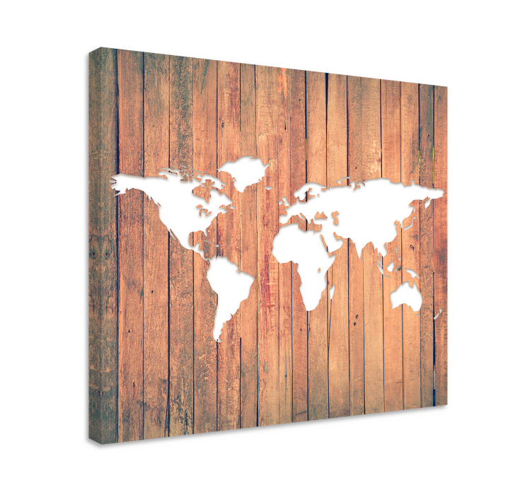 World map wall art wooden world map - TenStickers