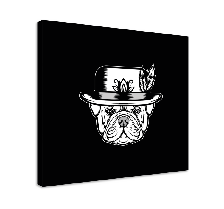 bulldog on black background dog canvas prints - TenStickers