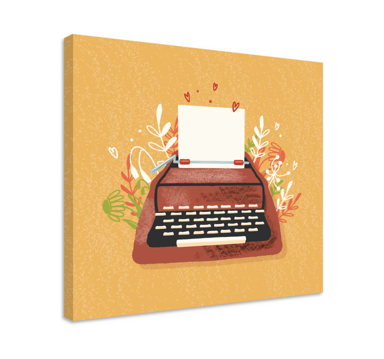 Music canvas art typewriter and flowers - TenStickers