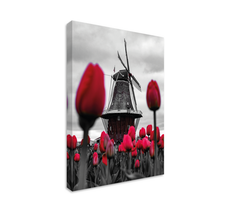 Landscape canvas windmill and tulips art - TenStickers