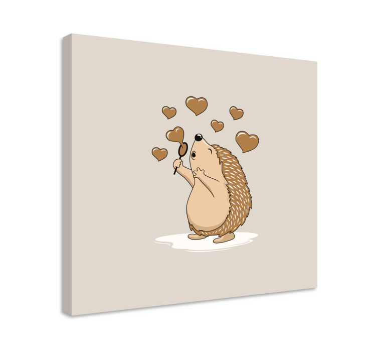 Hedgehog with love hearts animal canvas prints - TenStickers