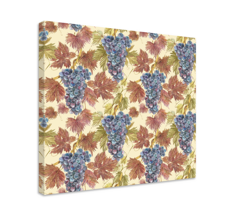 Fruit canvas wall art grapes and leaves - TenStickers