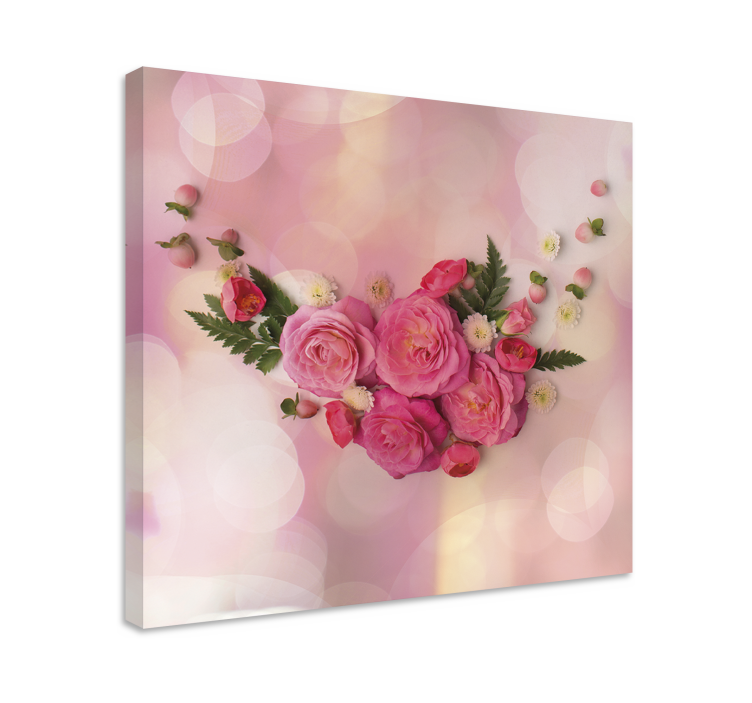 Flowers canvas pink flower bouquet artwork - TenStickers