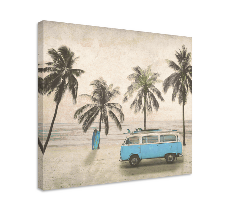 Custom canvas print vintage surf van - TenStickers
