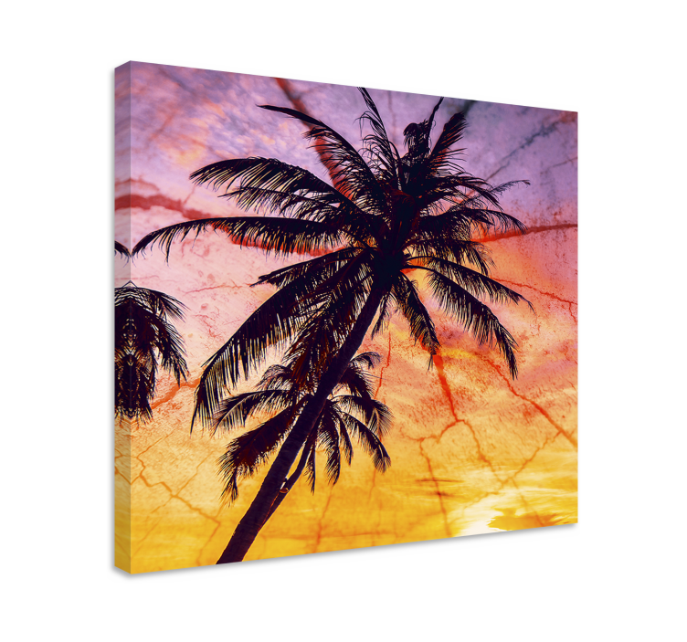 Flowers canvas silhouetted palm trees canvas - TenStickers