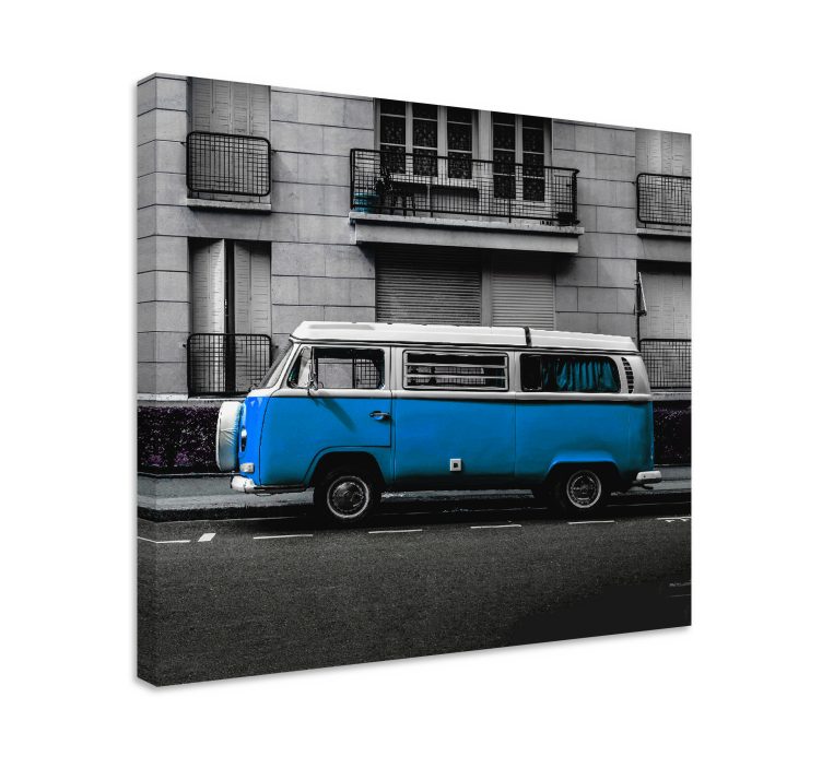 Cityscape wall art classic blue van - TenStickers