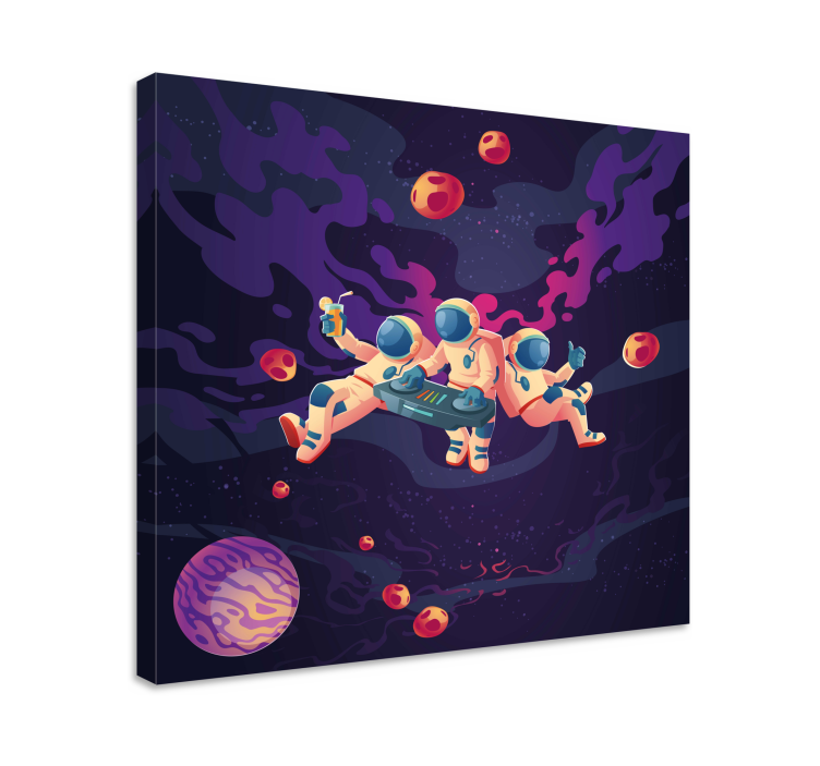 Video game canvas art astronauts enjoying together - TenStickers