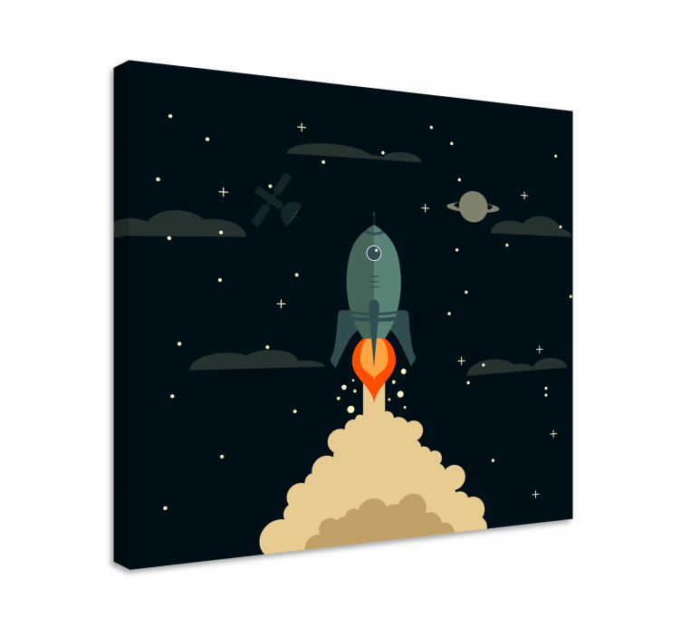 Cartoon rocket launching space nursery canvas - TenStickers