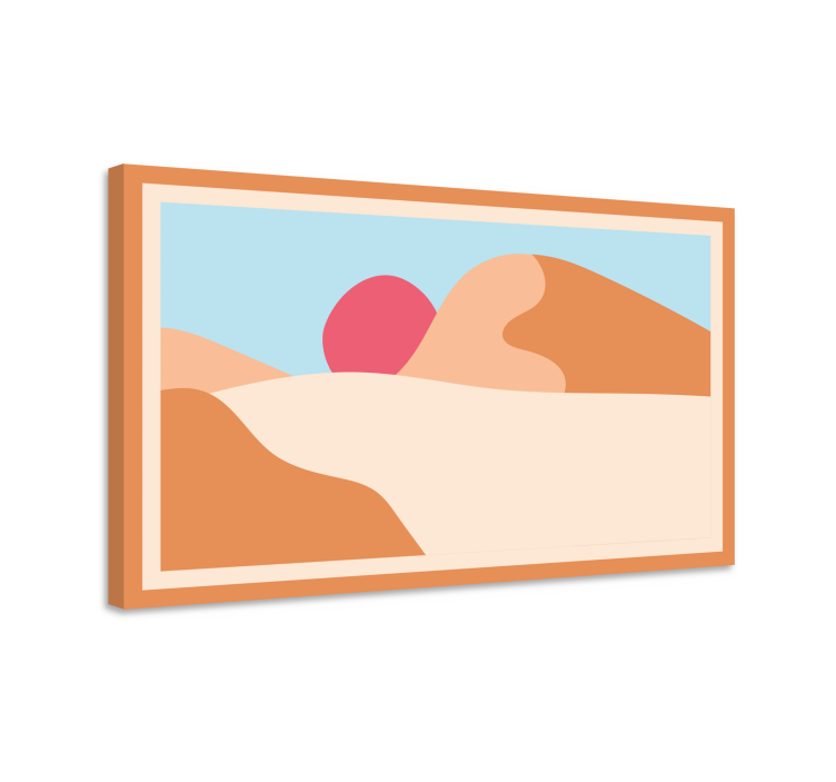Mountain and sun abstract art geometric canvas - TenStickers