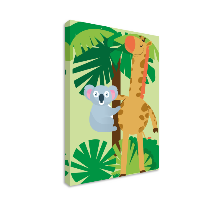 Animal canvas wall art koala and giraffe - TenStickers