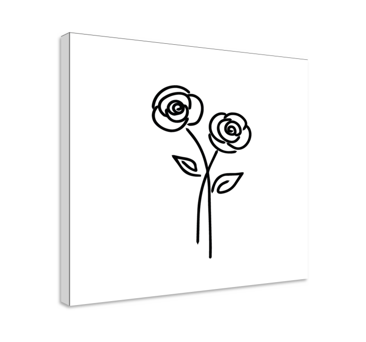 Pair of roses minimalist design flower canvas - TenStickers