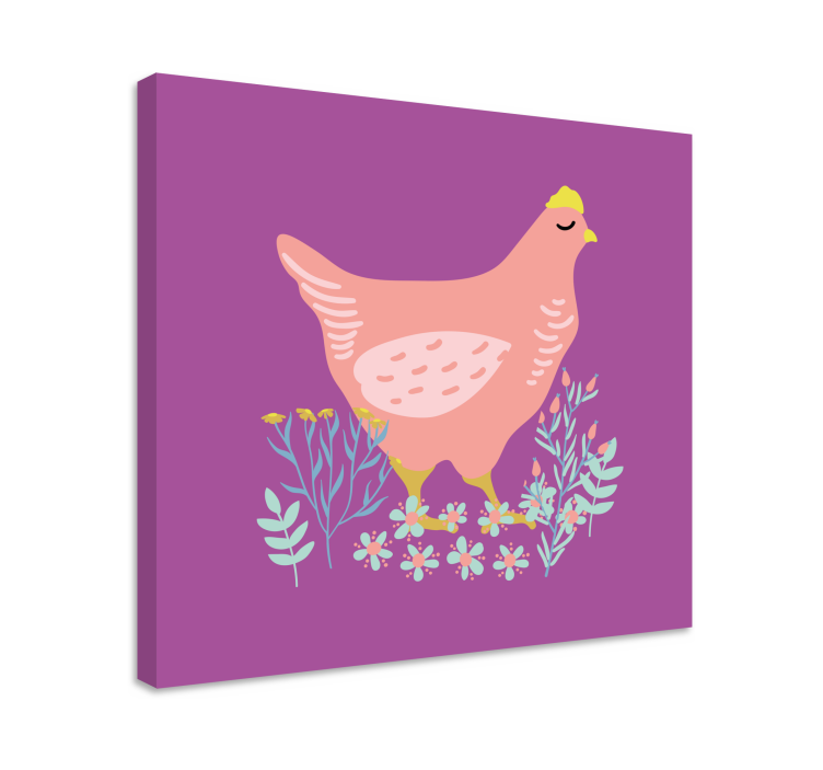Charming Pink Hen animal canvas wall art - TenStickers