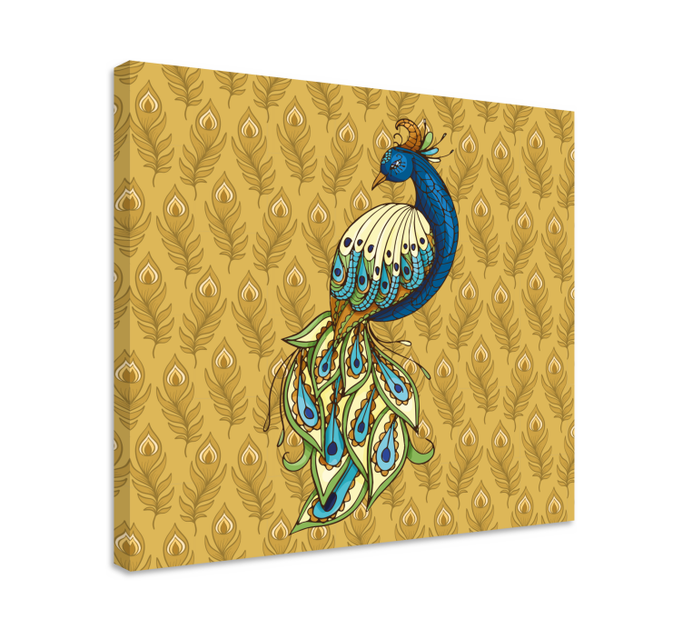 Floral turkey golden flowers bird canvas art - TenStickers