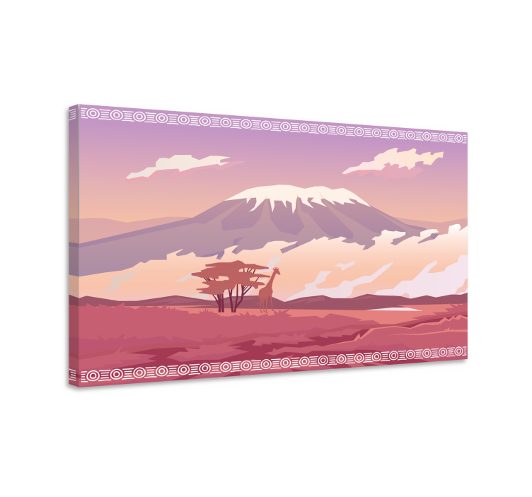 Giraffe mountain view landscape canvas - TenStickers