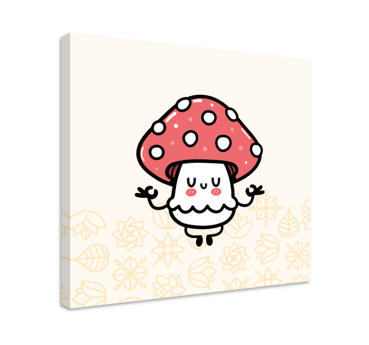 Cute funny happy mashroom nursery canvas - TenStickers