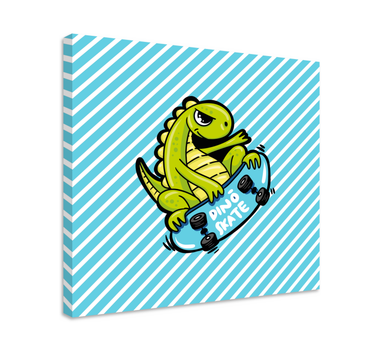 Dinosaur canvas wall art dino skateboard adventure - TenStickers