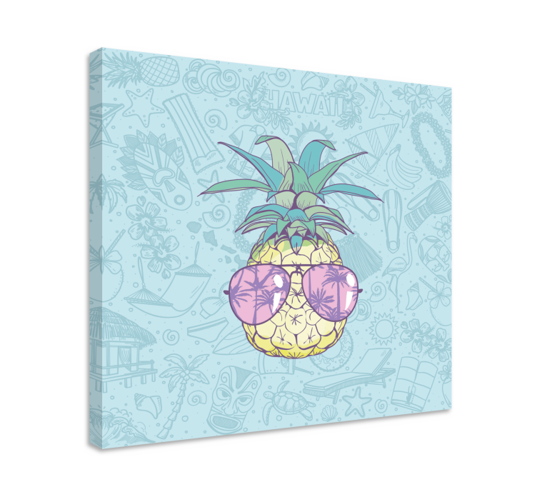 Fruit canvas wall art pineapple in sunglasses - TenStickers