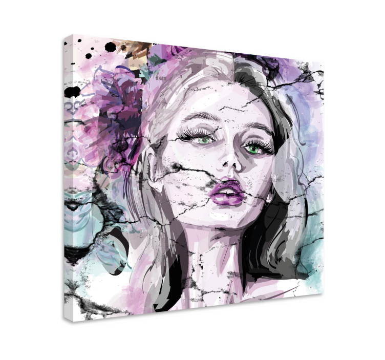 Colorful fashion woman face modern canvas - TenStickers