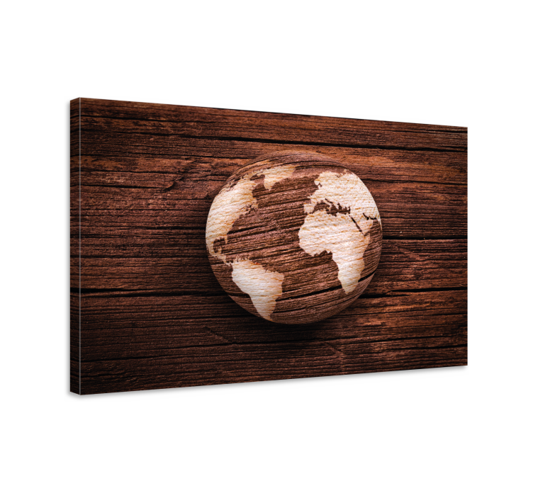 World map wall art wooden globe design - TenStickers