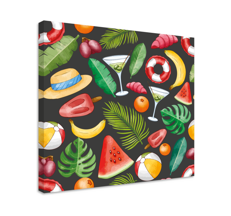 Fruit canvas wall art tropical refreshments theme - TenStickers