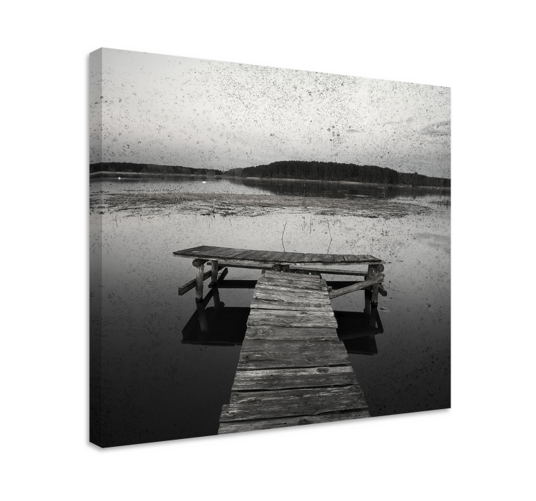 Black and white wooden bridge 3D canvas prints - TenStickers