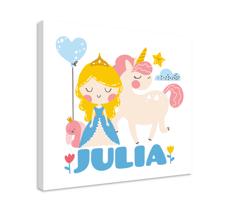 Nursery canvas princess with unicorn art - TenStickers