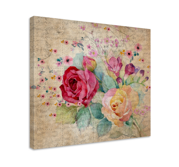 Flowers canvas romantic rose bouquet - TenStickers