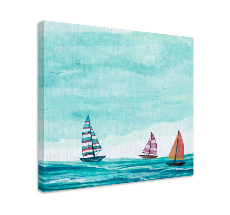 Nautical canvas art sailing boats on the ocean - TenStickers