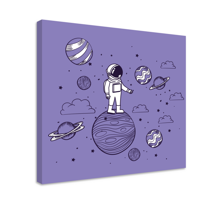 Astronaut draw with planets bedroom wall prints - TenStickers