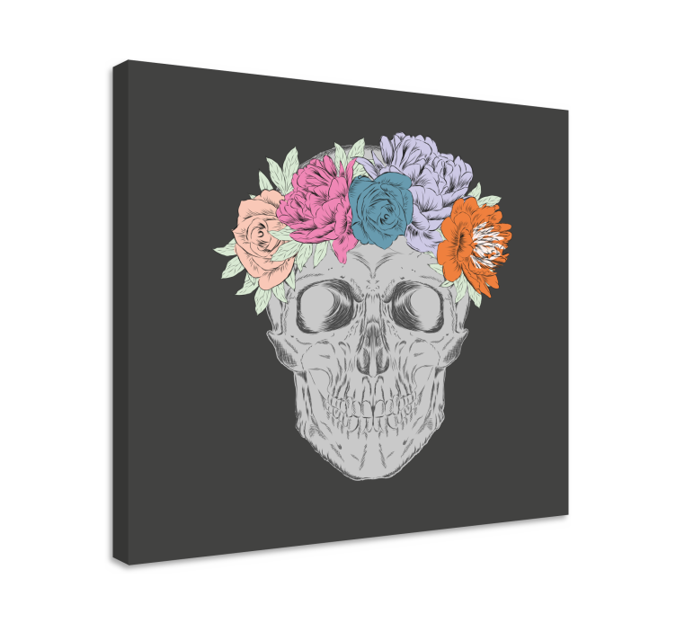 Flowers canvas floral skull arrangement - TenStickers