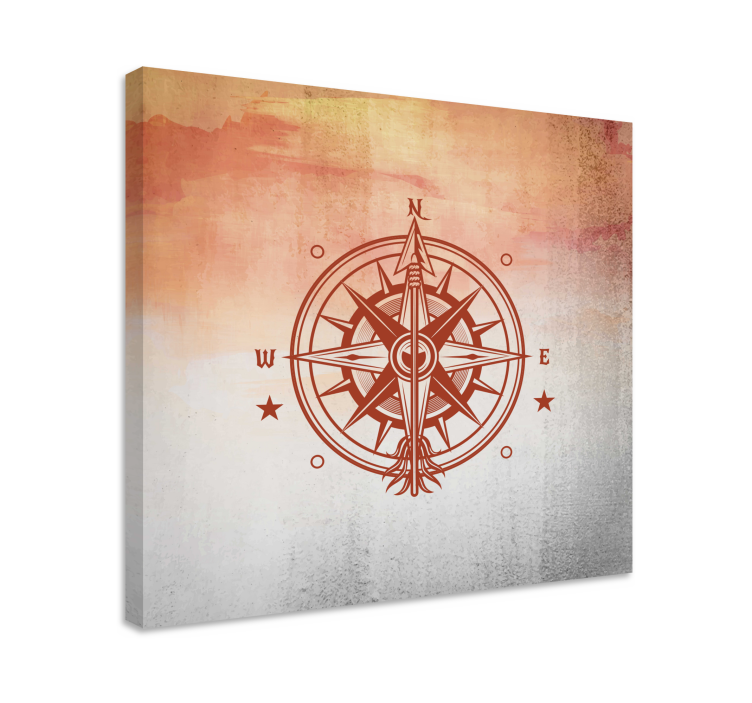 World map wall art compass rose artwork - TenStickers