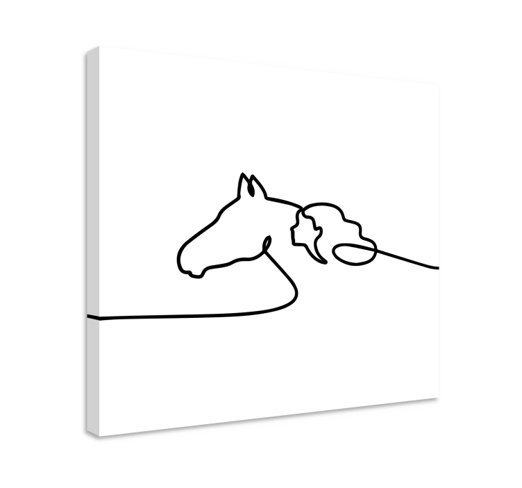 Horse and girl outline canvas - TenStickers