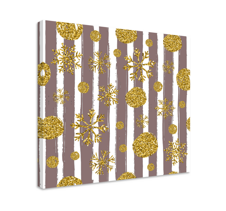 Ornamental canvas print golden snowflake designs - TenStickers