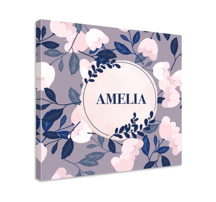 Flowers canvas with custom name floral design - TenStickers