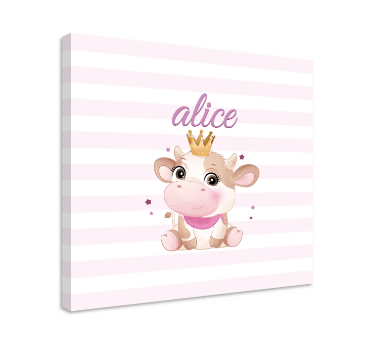 Cute cow princess animal canvas wall art - TenStickers