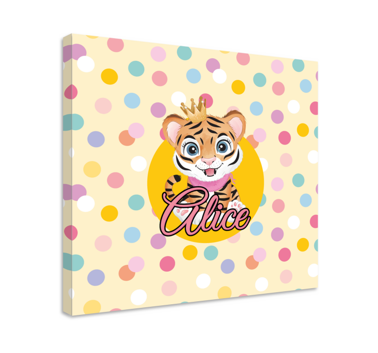 Cute tiger for girl with name canvas - TenStickers