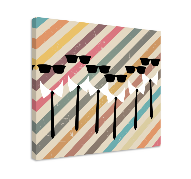 Floral canvas wall art of trendy figures in sunglasses - TenStickers