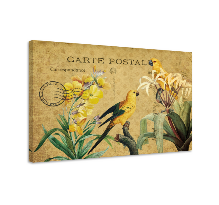 Elegant canvas wall art vintage bird postcard print - TenStickers