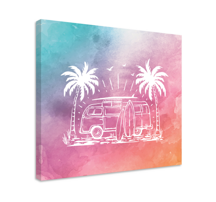 Cityscape wall art retro surf van - TenStickers