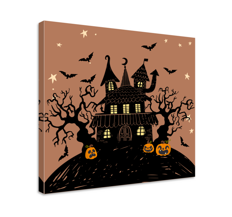 Floral canvas wall art haunted house theme - TenStickers