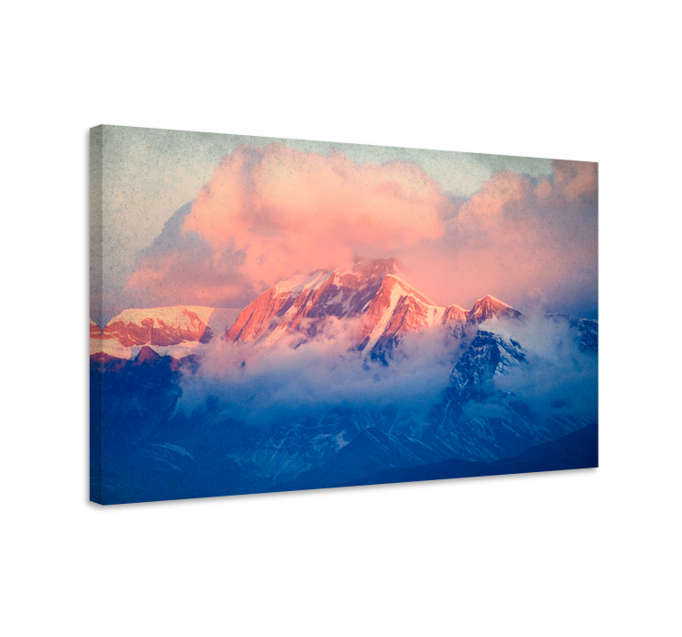Mountain peaks sunset landscape canvas - TenStickers