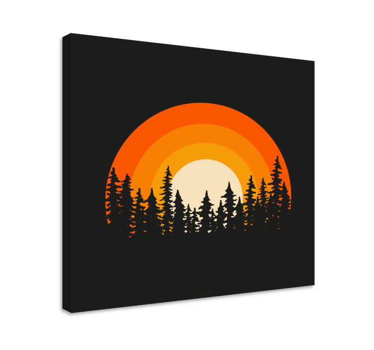 Landscape canvas sunset silhouette art - TenStickers