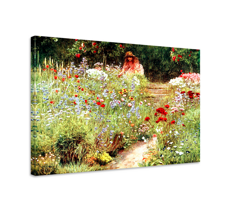 Flowers canvas girl surrounded by blooms - TenStickers