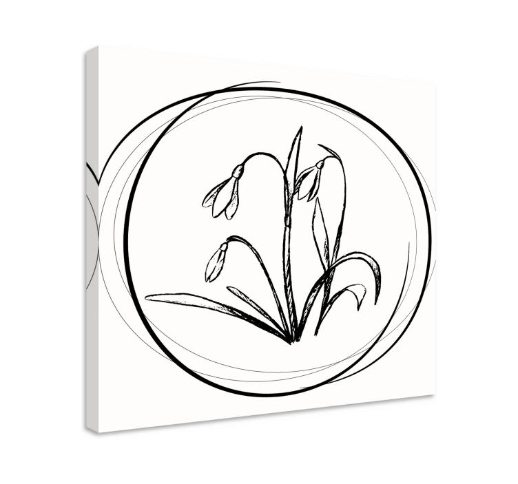 Cute drawing snowdrop  circle flower canvas - TenStickers