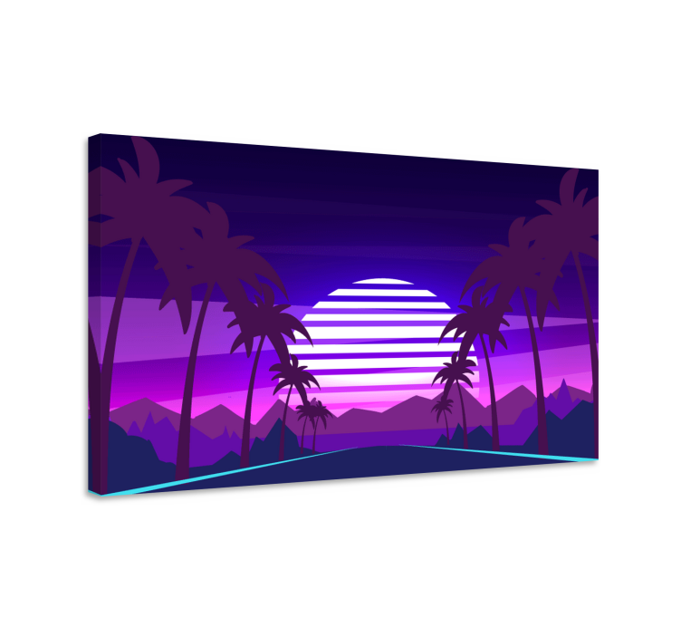 Vaporwave style highway retro canvas - TenStickers