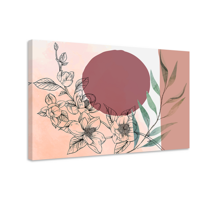 Flowers canvas floral arrangement with circle - TenStickers