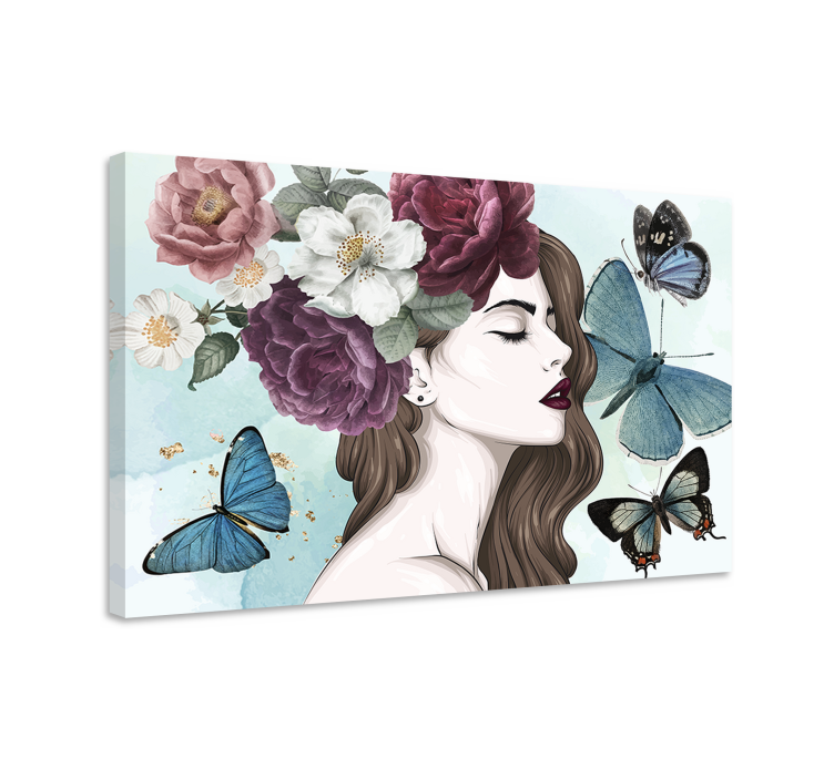 Glamour style women flowers canvas art prints - TenStickers
