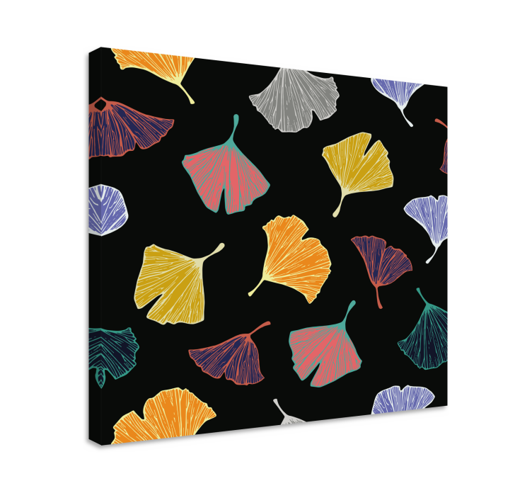 Flowers canvas ginkgo leaf artwork - TenStickers