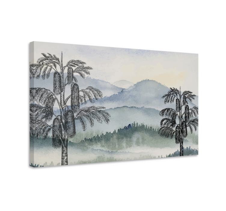 Tree canvas wall art mountainous landscape - TenStickers