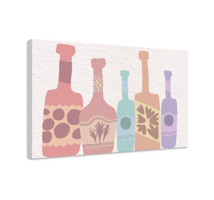 Ornamental canvas print of colorful bottle silhouettes - TenStickers